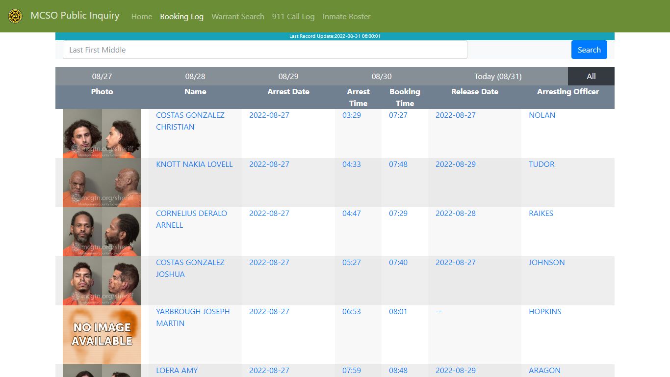 MCSO Public Inquiry: Booking Log - api.mcgtn.org